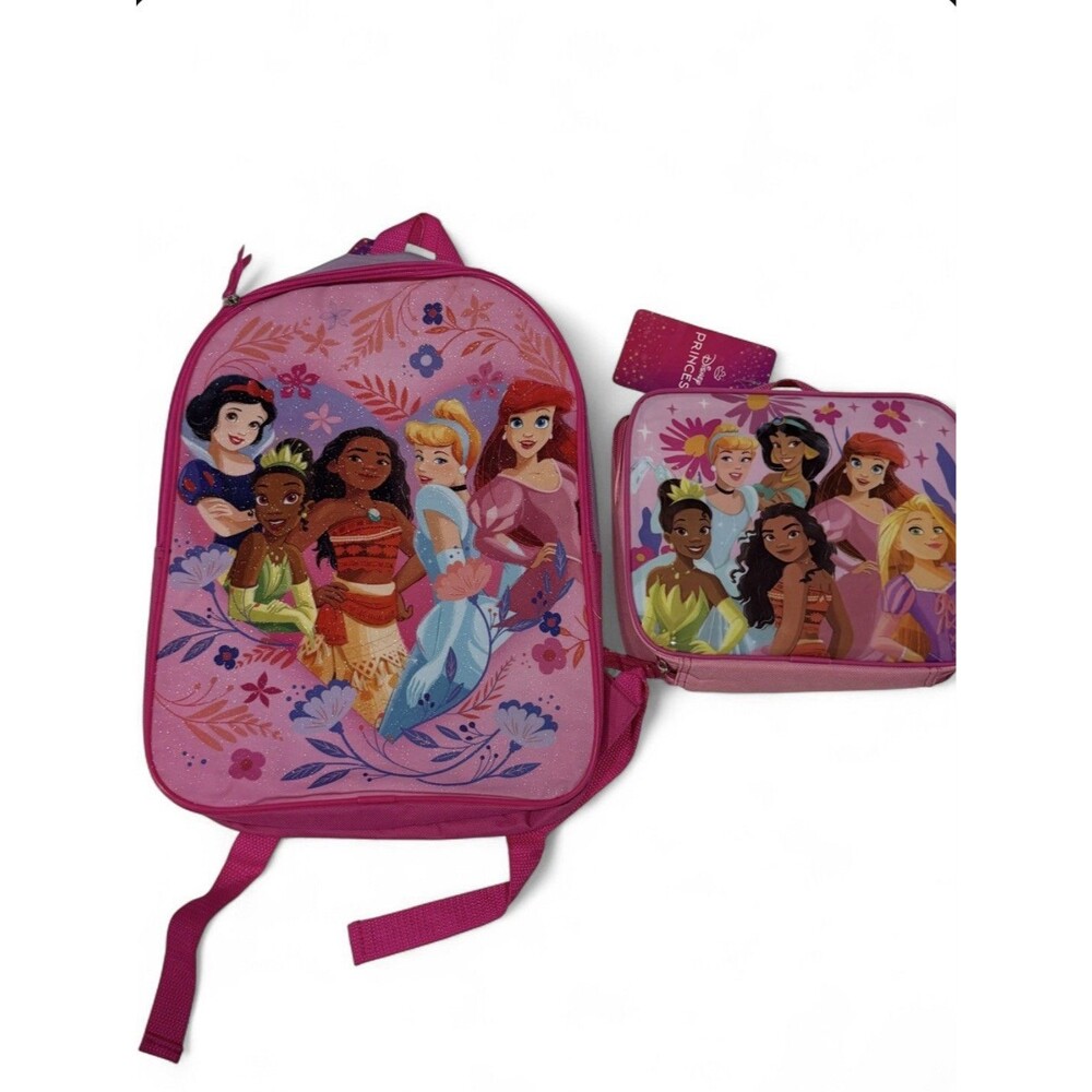 NWT Disney Princess Backpack & Insulated Lunch Bag 2- Piece School Set Pink